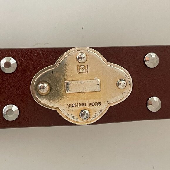Michael Kors Leather Rica Studded Belt Women's Size Medium Dark Brown Western - Picture 7 of 9